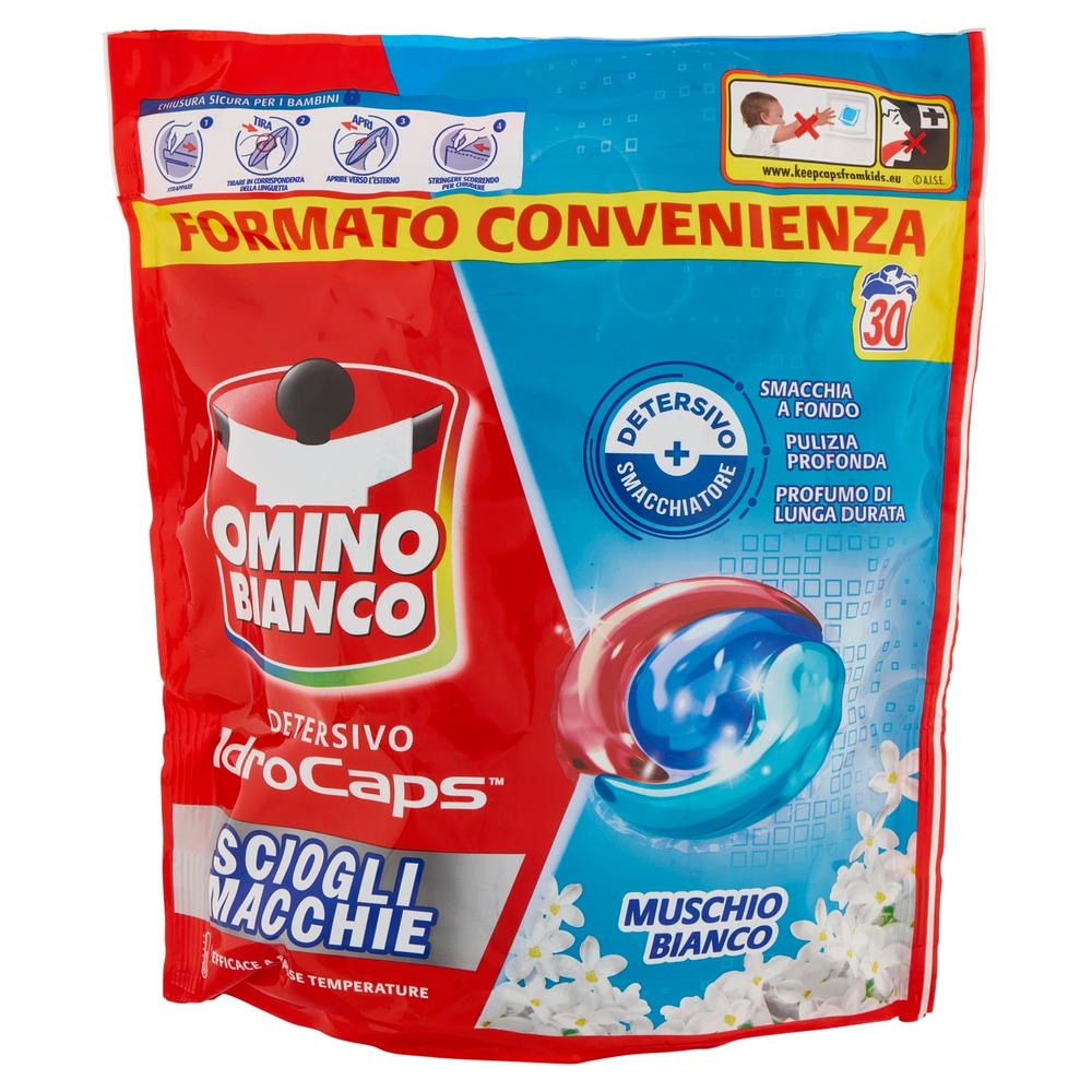 Omino Bianco Detersivo IdroCaps Scioglimacchie Doypack 30 caps 570 ml
